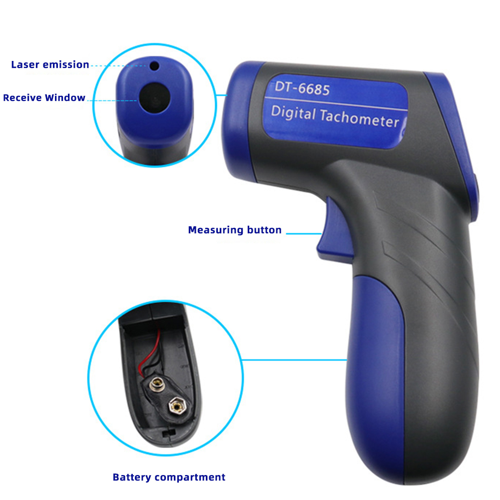 Industrial Laser Tachometer - 비접촉 적외선 레이저 타코미터, 휴대용 자동