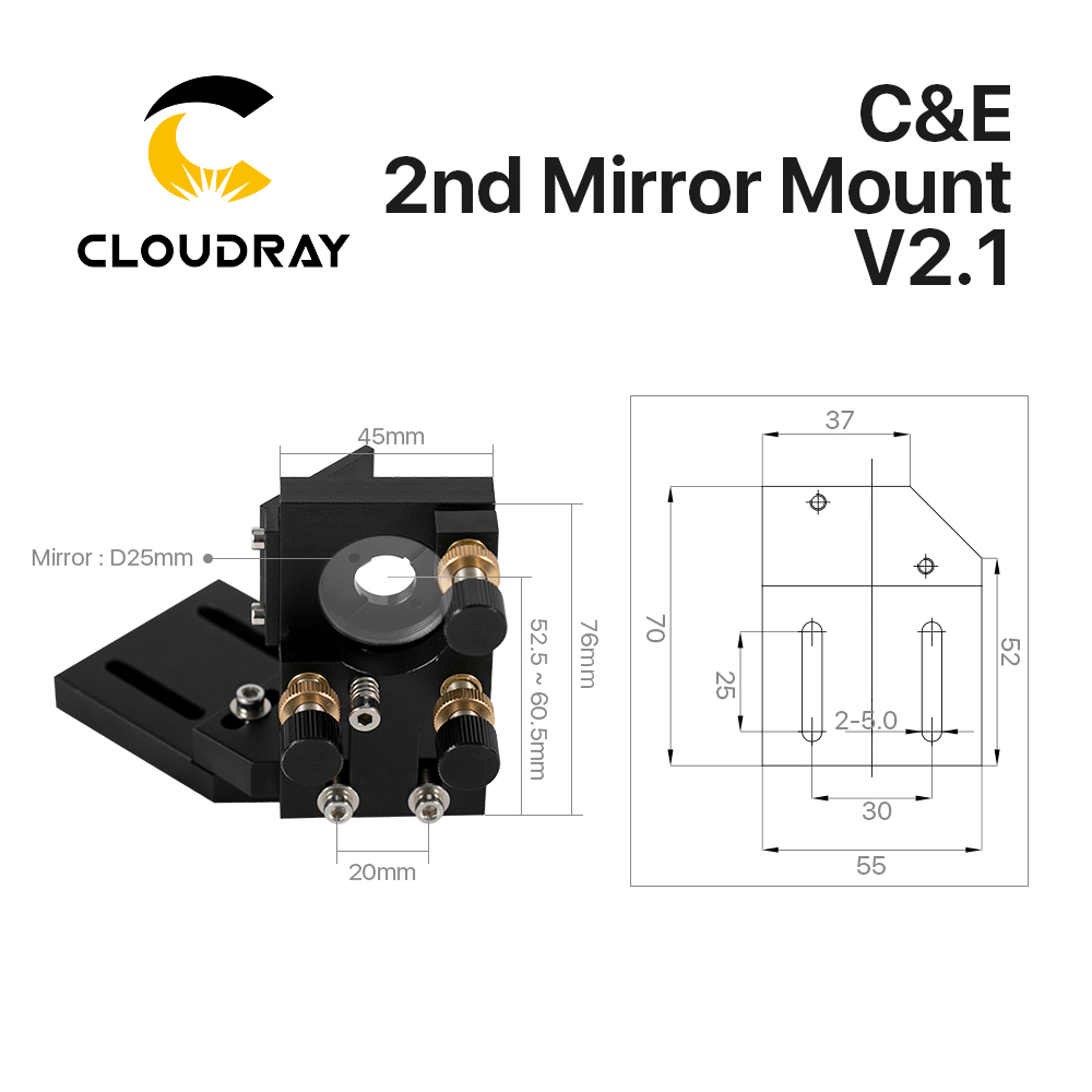 Cloudray CO2 검정색 두 번째 레이저 마운트  - Co2 Laser Mirror 리뷰 및 가격