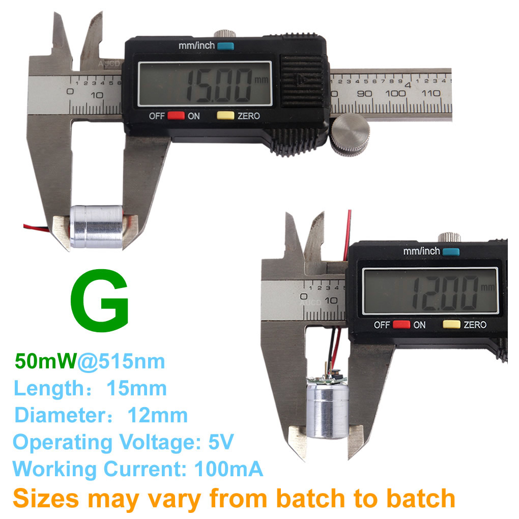 Φ12x15mm DC 5V 레드-100mW 그린-50m - Diode Laser Module 리뷰 및 가격