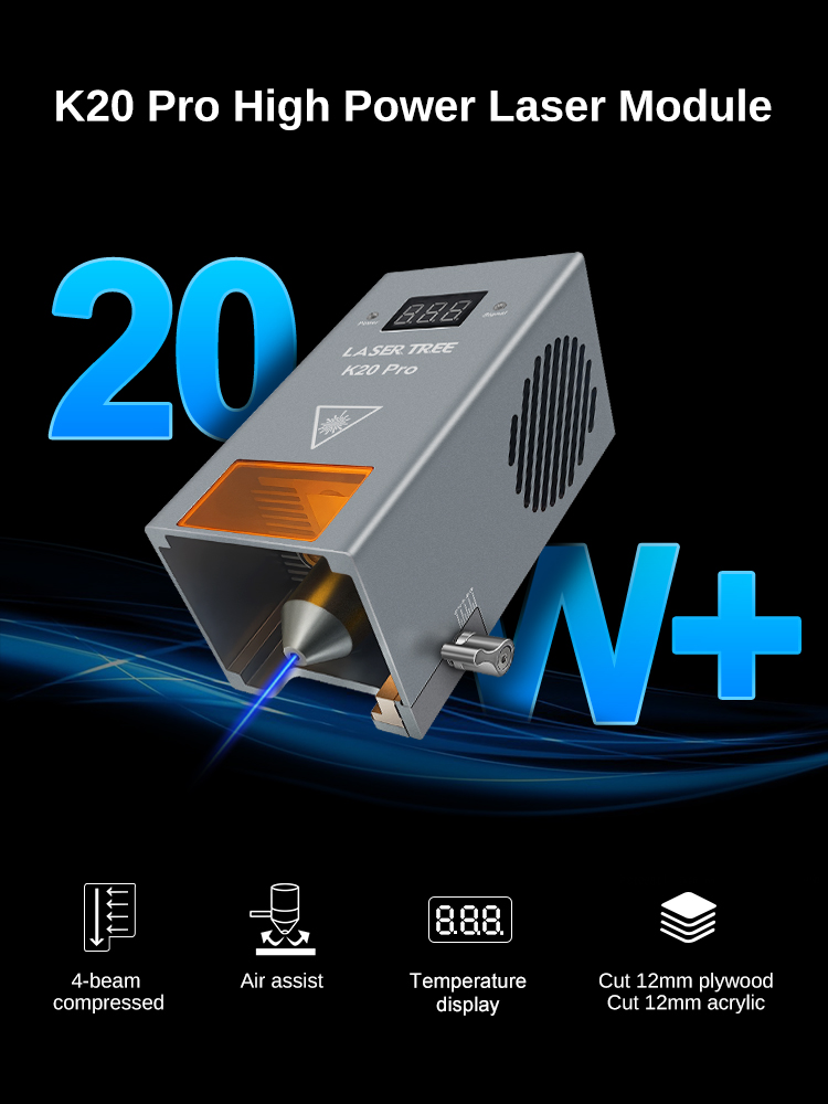 에어 어시스트 기능이 있는 20W 455nm 블루 다이 - Diode Laser Module 리뷰 및 가격