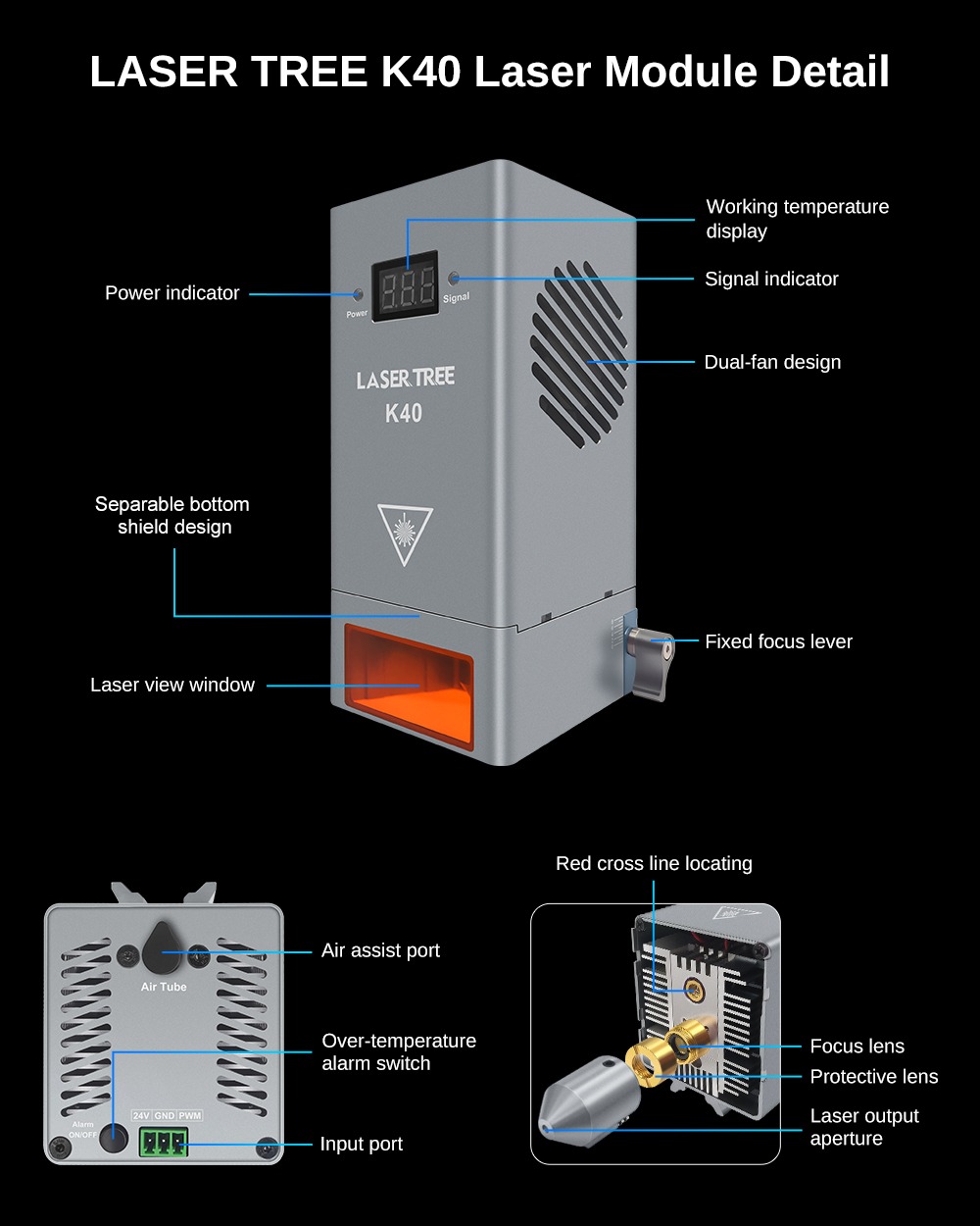K40 44w 고광학출력 450nm 청색 레이저 모듈  - Diode Laser Module 리뷰 및 가격