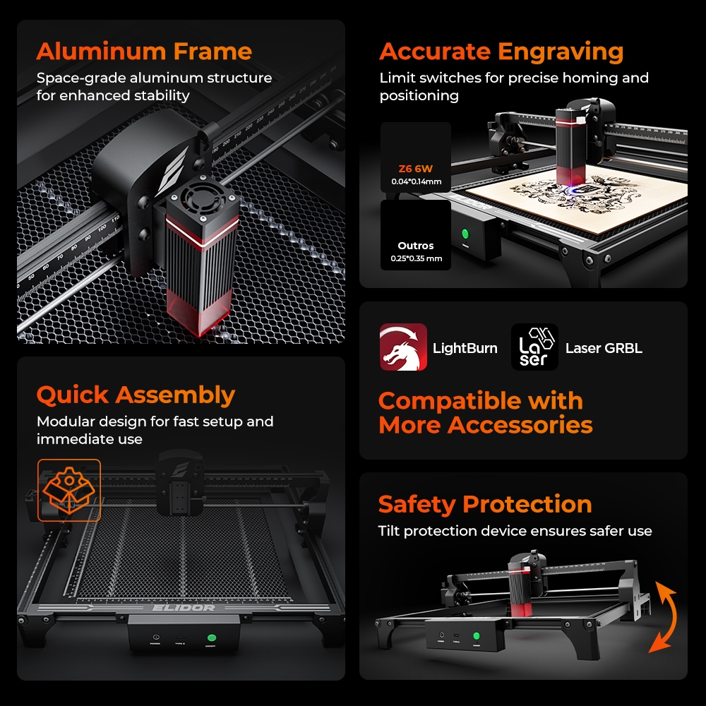 ELIDOR Z6 6W 레이저 조각 및 절단기 CNC  - Industrial Laser Blasting 리뷰 및 가격