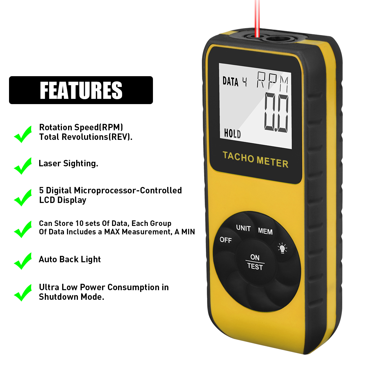 디지털 비접촉식 레이저 타코미터 7-99999 RPM  - Industrial Laser Tachometer 리뷰 및 가격